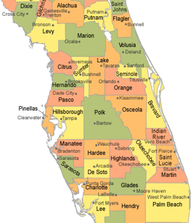 Central Florida county map